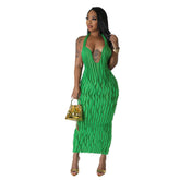 Robe longue dos nu à col en V